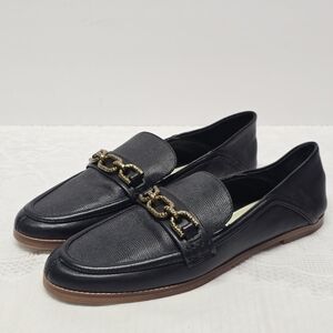 Dolce Vita Reign Tailored Chain Horsebit Black Genuine Leather Loafers Size 7.5